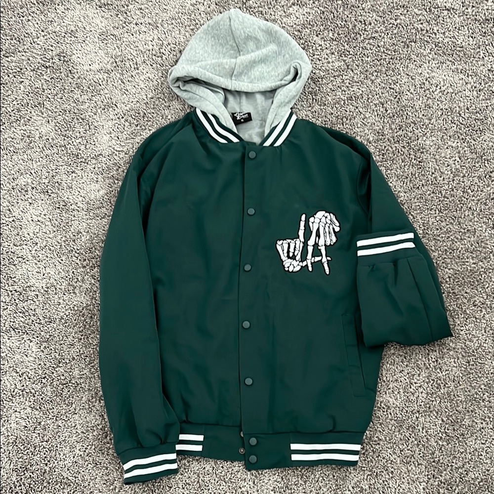 Green LA Jacket with Gray Hood